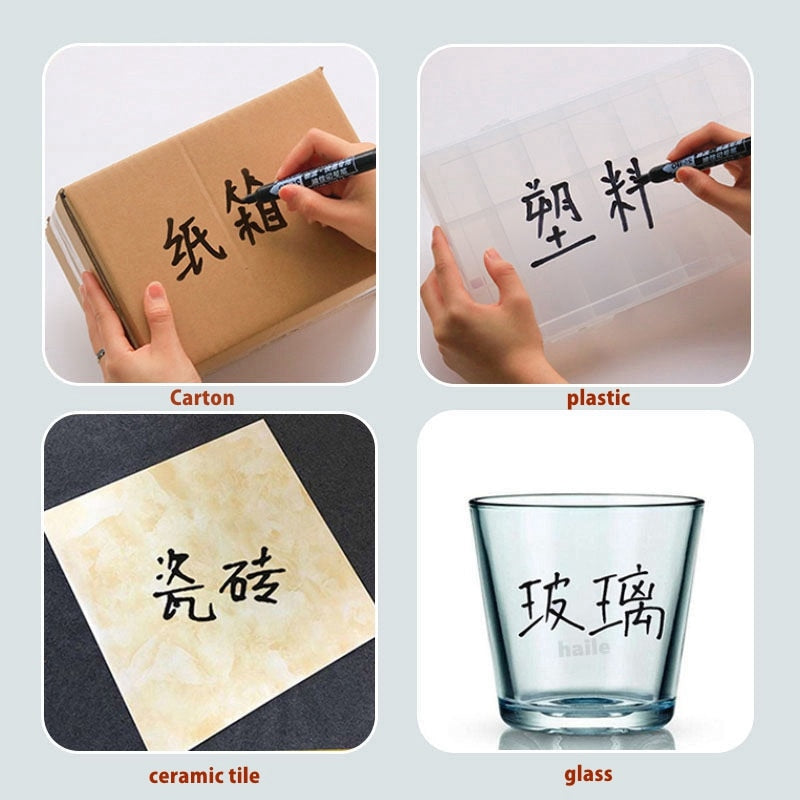 Haile 6 Pcs Oily Waterproof Permanent Fine Point Paint Color Marker Pens for Tyre Markers Signature Pen Stationery Art Supplies