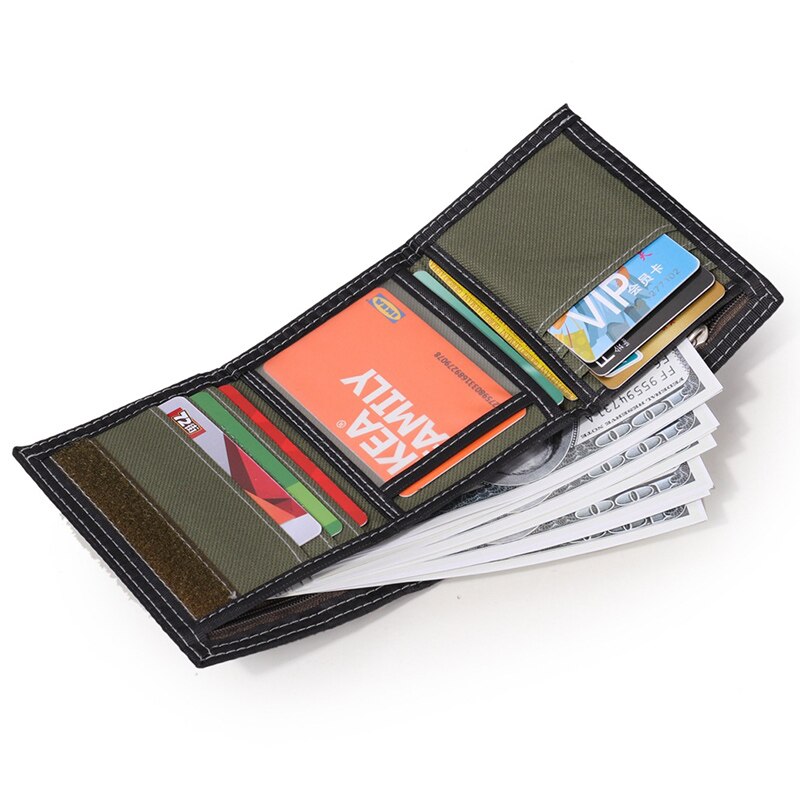 Canvas Short Trifold Men's Boys Wallets Purse with Coin Pocket Fashion Students Leisure Money Folder