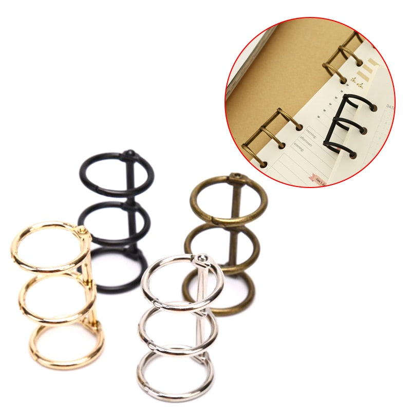 2Pcs Metal 3 Rings For Notebook Loose Leaf Book Binder Album Scrapbook Clips Metal Ring Binder Calendar Circle Office Stationery