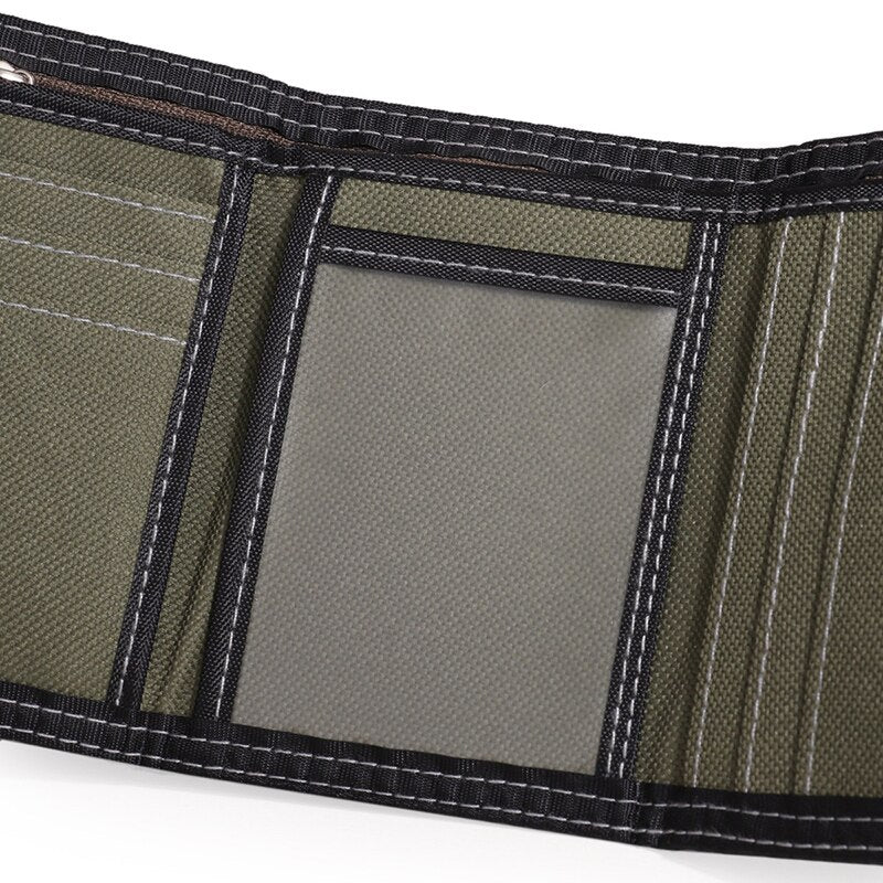 Canvas Short Trifold Men's Boys Wallets Purse with Coin Pocket Fashion Students Leisure Money Folder