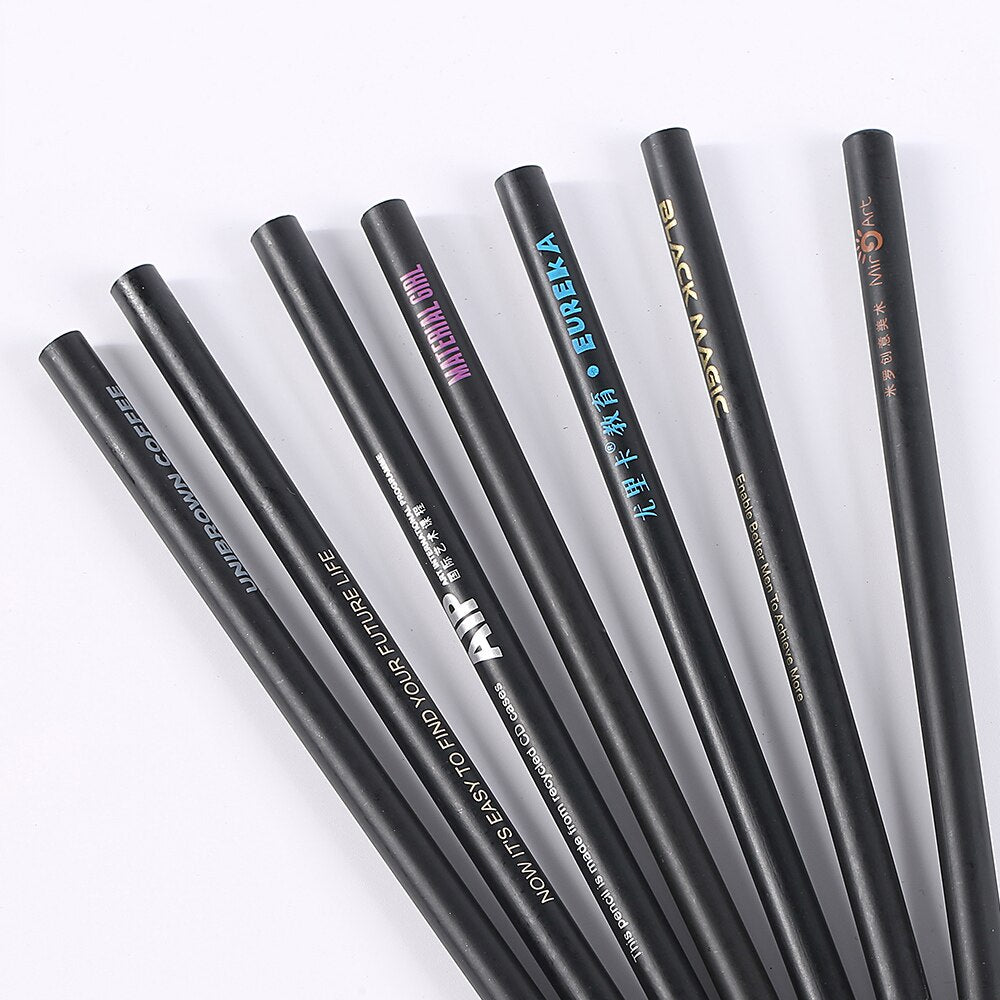 10pcs Black Wood Pencils HB 2B High Quality Customized Pencil Pre-sharpened Eraser Top for Choose School Office Supplies
