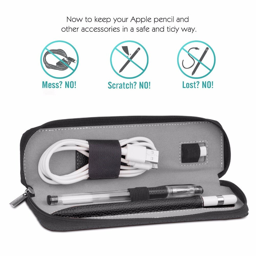 Pencil Holder Case for Apple Pencil, Premium PU Leather Case Carrying Bag Sleeve Pouch Cover for Apple iPad 9.7 2018 Pro Pencil