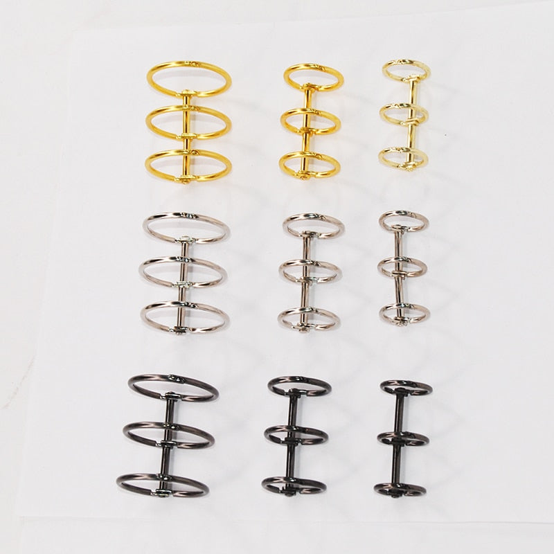 2pcs Metal 3 Rings Binder Notebook Hinged Rings Album Spiral Binder Rings Loose Leaf Circle Binding Clip Scrapbook Accessories