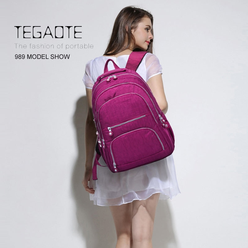 TEGAOTE Mochila Feminina Nylon Casual Large School Backpack for Teenage Girls 2023 Travel Back Packs Bag Women Laptop Bagpack