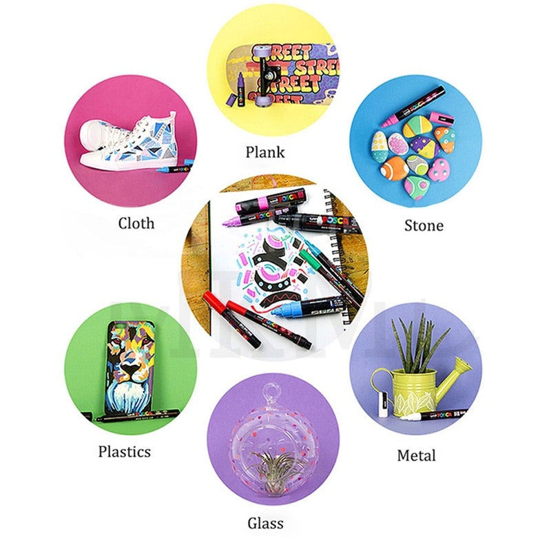 Uni Posca Acrylic Paint Marker Pens Set Plumones Marcadores Japanese Stationery PC-1M 3M 5M For Colores  Art Supplies Graffiti