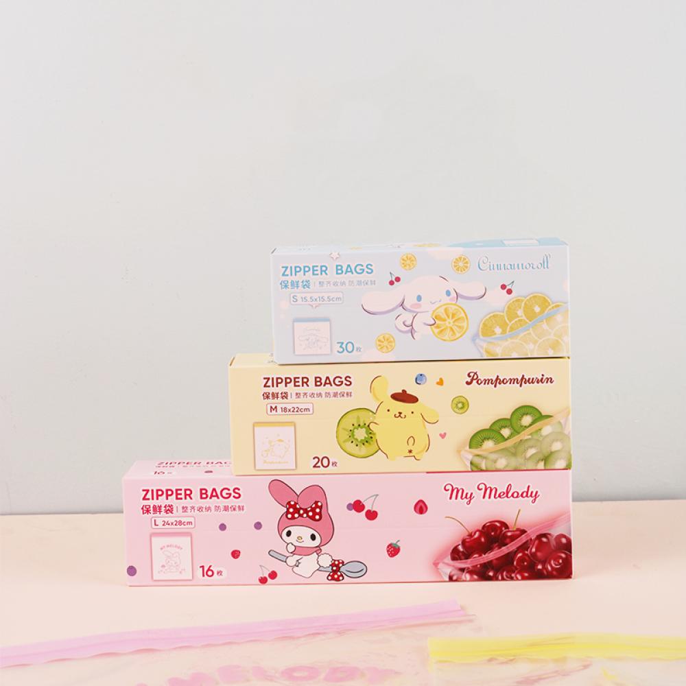 Kawaii Anime Sanrioed Kuromi Mymelody Cute Cinnamoroll Zip-Up Food Ziplock Bag Sealed Ziploc Storage Bag Home Travel Gift
