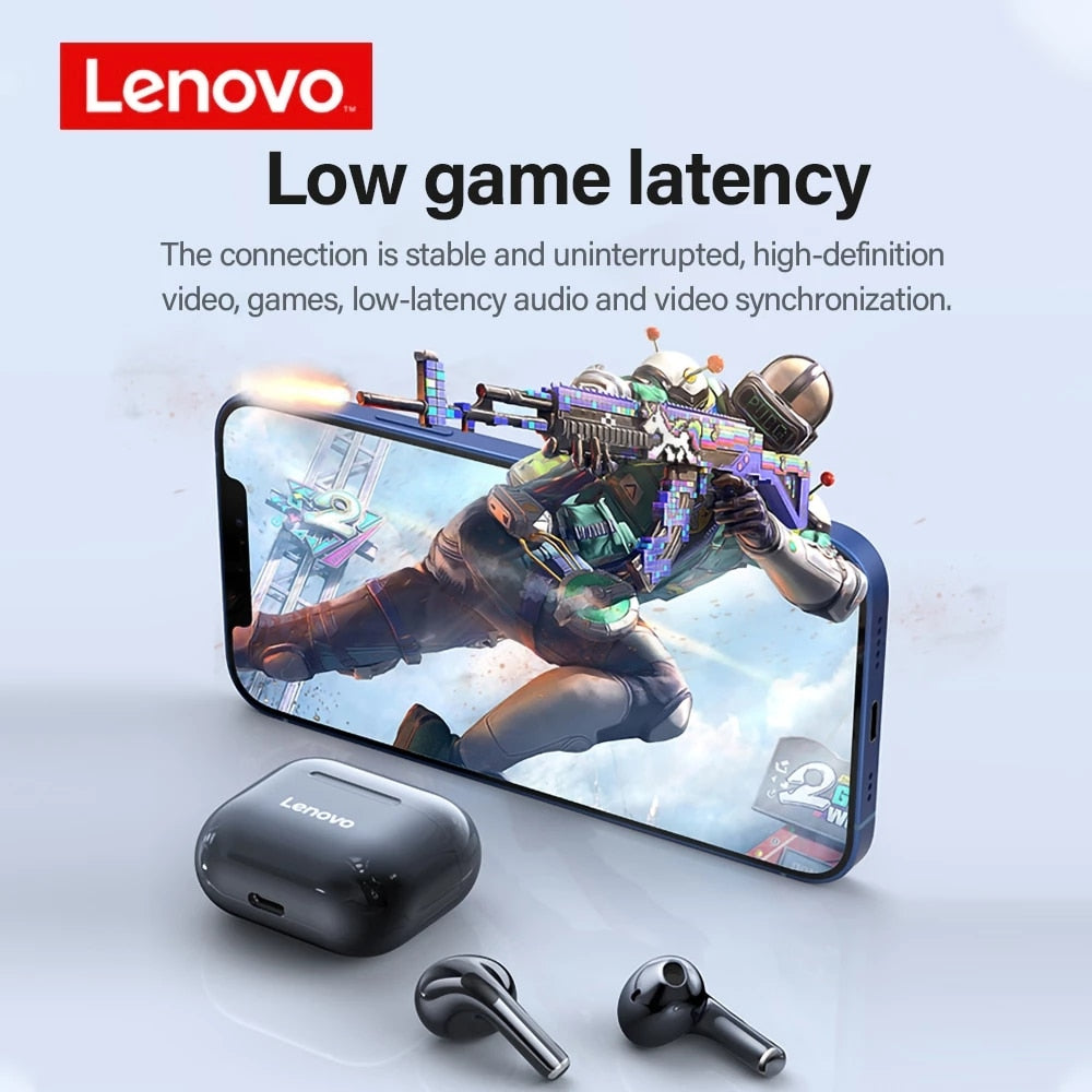 Lenovo-auriculares inalámbricos LP40, audífonos TWS con Bluetooth, Control táctil, deportivos, estéreo, para teléfono Android