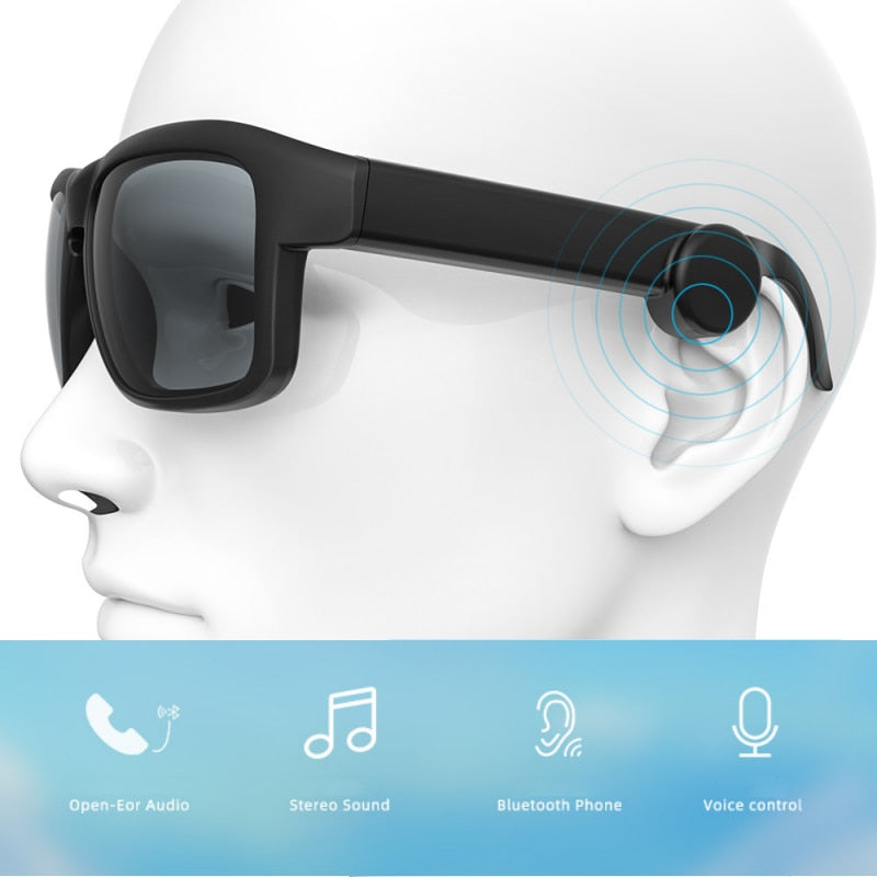 Stereo Earphones Wireless Headset with Mic Polarized Glasses Sunglasses for Driving Cycling Sports Noise Reduction Headphones