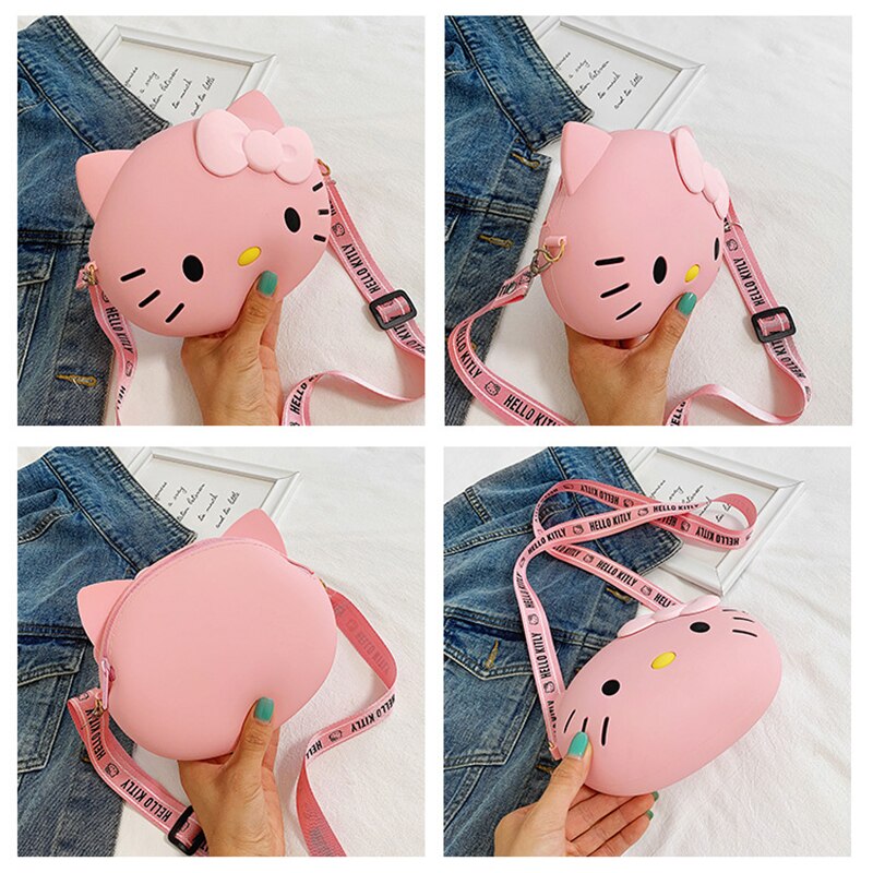 Hello Kitty Bag Kawaii Cartoon Shoulder Bag Silicone Waterproof Mini Cute Hello Kitty Crossbody Bag Coin Purse for Children Bag