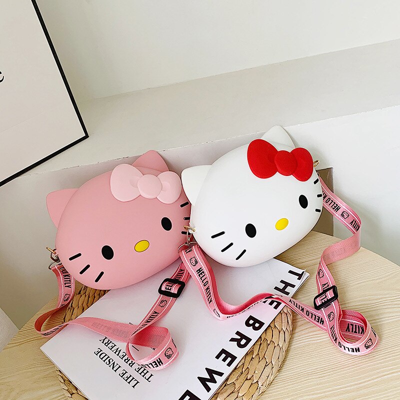 Hello Kitty Bag Kawaii Cartoon Shoulder Bag Silicone Waterproof Mini Cute Hello Kitty Crossbody Bag Coin Purse for Children Bag