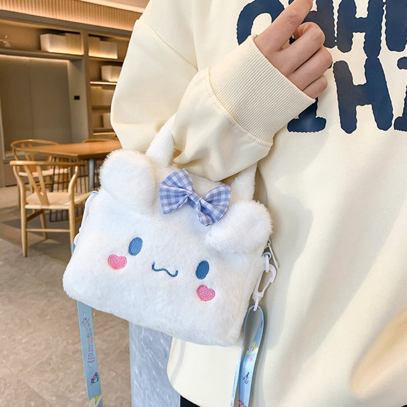 Sanrio Bag Kawaii Plush Cinnamoroll Melody Kuromi Soft Stuff Handbag Shoulder Bag Anime Stuffed Backpack Girls Children Gifts