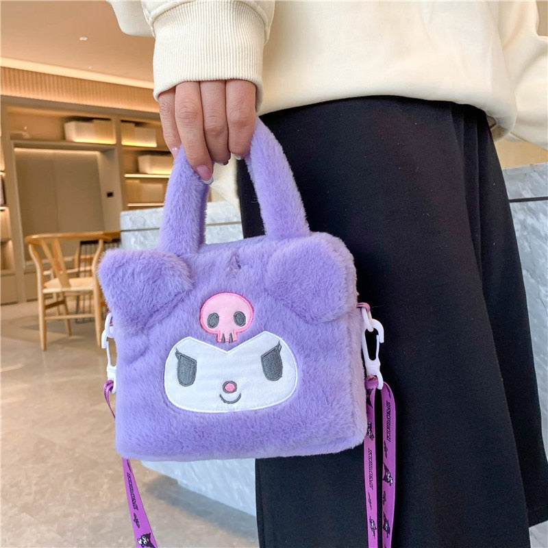 Sanrio Bag Kawaii Plush Cinnamoroll Melody Kuromi Soft Stuff Handbag Shoulder Bag Anime Stuffed Backpack Girls Children Gifts
