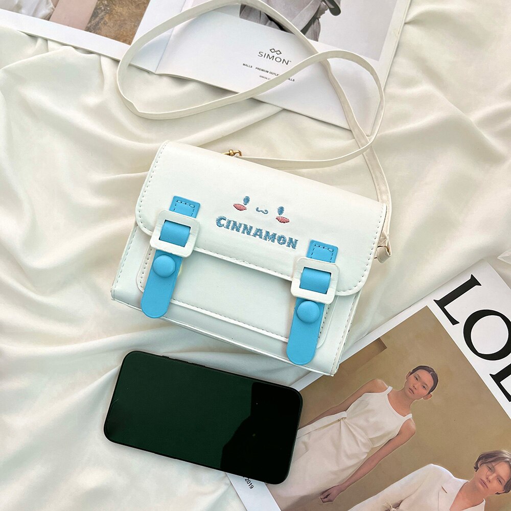 Sanrio Pu Square Bag Anime Shoulder Bags Kawaii Messenger Tote Cute Cartoon Backpacks Mymelody Cinnamorol Kuromi Fashion Bagpack