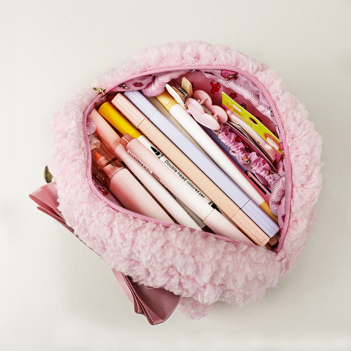 Kawaii Plush Pencil Case Bag Cute Pen Pouch Box Large Capacity Student Back to School Supplies Korean Stationery for Girls