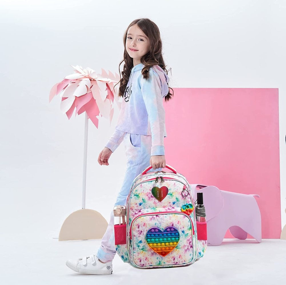 Bikab School Bags 3 In 1 Kids Bags for Girls Kawaii Backpack Waterproof Children School Bags for Girl 16" Bags for Girls Set Bag