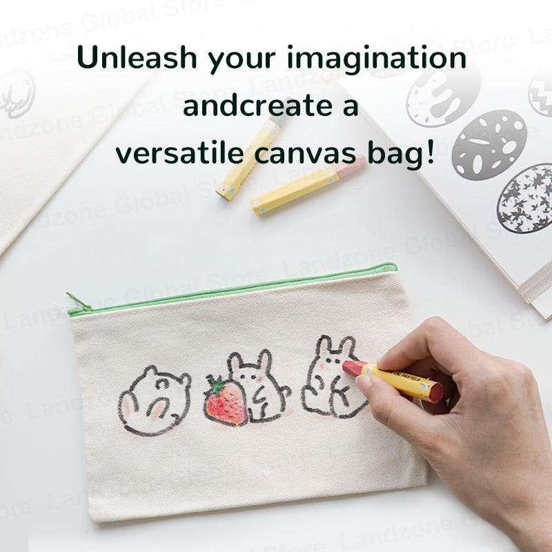 10PCS Canvas Zipper Bags Multifunctional Blank DIY Craft Pouches Pencil Cosmetic Jewelry Bags Case Pouch For Home School Travel