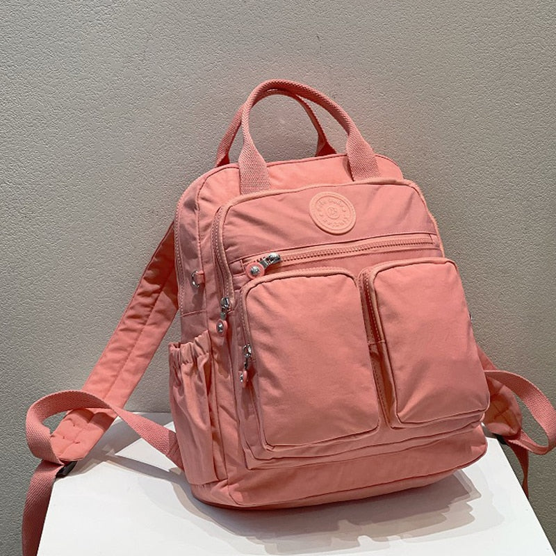 2023 Fashion Woman Backpack Waterproof Nylon Soft Handle Solid Multi-pocket Travel Zipper Feminina School Bags Laptop Backpack