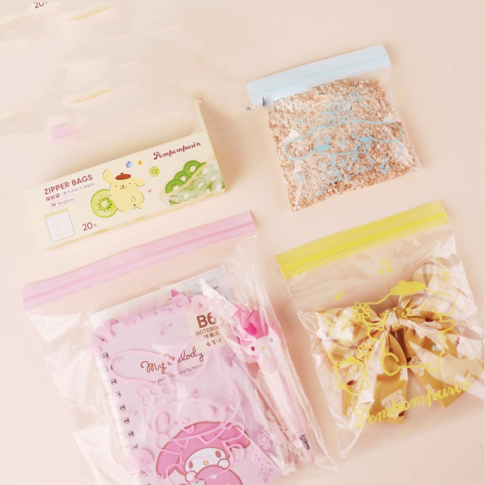 Kawaii Anime Sanrioed Kuromi Mymelody Cute Cinnamoroll Zip-Up Food Ziplock Bag Sealed Ziploc Storage Bag Home Travel Gift
