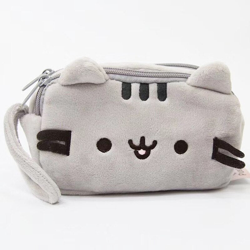 Kawaii Plush Cat  Pencil Case Two Layers Cute Cartoon Pencil Bag korean Stationery Cosmetics Pencil Pouch School Office Supplies