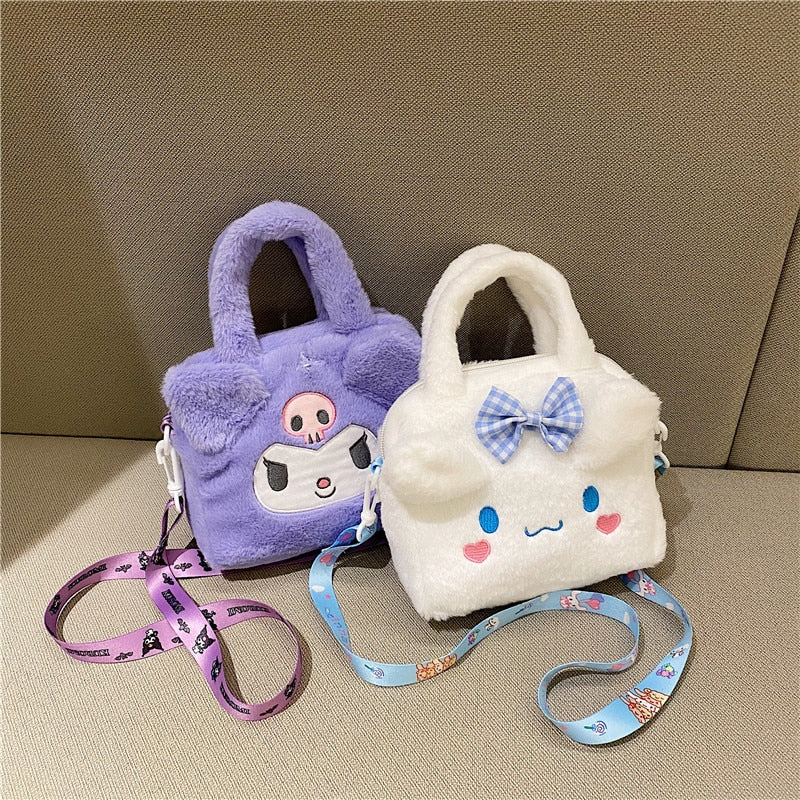 Sanrio Bag Kawaii Plush Cinnamoroll Melody Kuromi Soft Stuff Handbag Shoulder Bag Anime Stuffed Backpack Girls Children Gifts