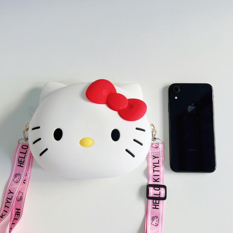 Hello Kitty Bag Kawaii Cartoon Shoulder Bag Silicone Waterproof Mini Cute Hello Kitty Crossbody Bag Coin Purse for Children Bag