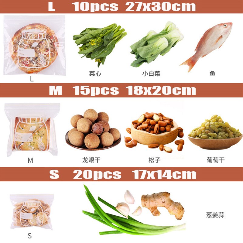 10/15/20pcs PE Food Grade Seal Bags Resealable Transparent Zip Lock Bag Sealing Plastic Storage Bag Fresh Ziploc For Keeping Foo