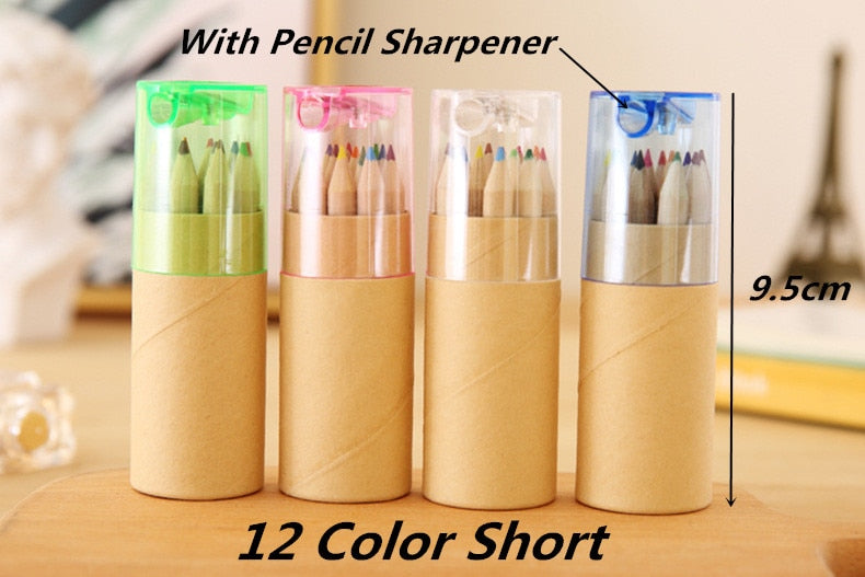 Child 12 Color Pencil Crayons Set Cute Korean Stationery Drawing Art Gag Tool Professional Colored Pen for School Supplies 2022