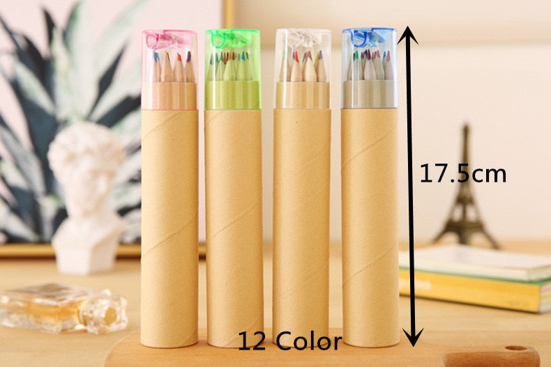 Child 12 Color Pencil Crayons Set Cute Korean Stationery Drawing Art Gag Tool Professional Colored Pen for School Supplies 2022